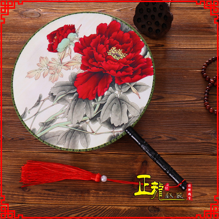 遂平古典中国风团扇空白扇跳舞蹈扇 真丝宫扇